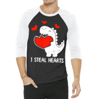 I Steal Hearts Valentines Day Cool T Rex Dinosaur  3/4 Sleeve Shirt | Artistshot