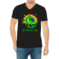 Happy St. Patricks Day Shamrocks Trex With Pot Of  V-neck Tee | Artistshot