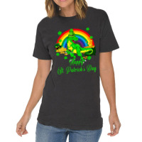 Happy St. Patricks Day Shamrocks Trex With Pot Of  Vintage T-shirt | Artistshot