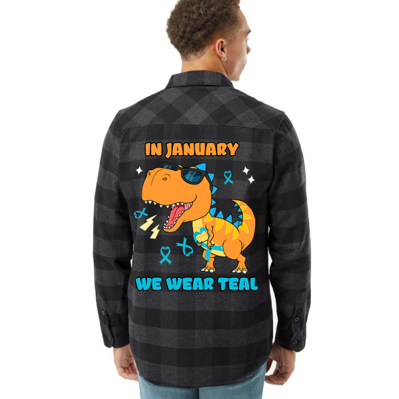 In January We Wear Teal Cervical Cancer Awareness Flannel Shirt | Artistshot