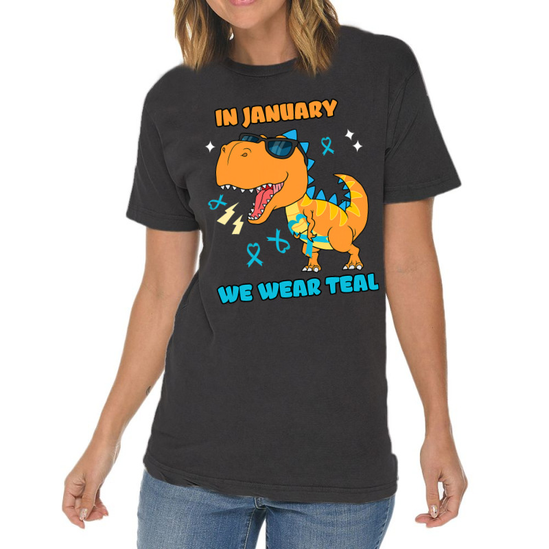 In January We Wear Teal Cervical Cancer Awareness Vintage T-shirt | Artistshot