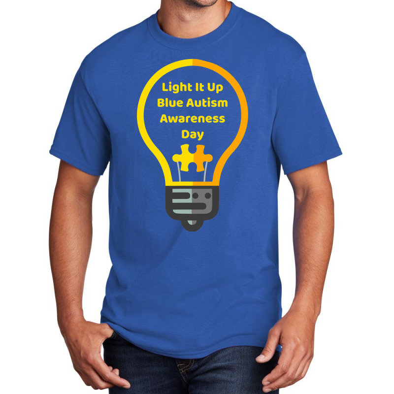 Light It Up Blue Autism Awareness Day Basic T-shirt by Michael	Kilburn | Artistshot