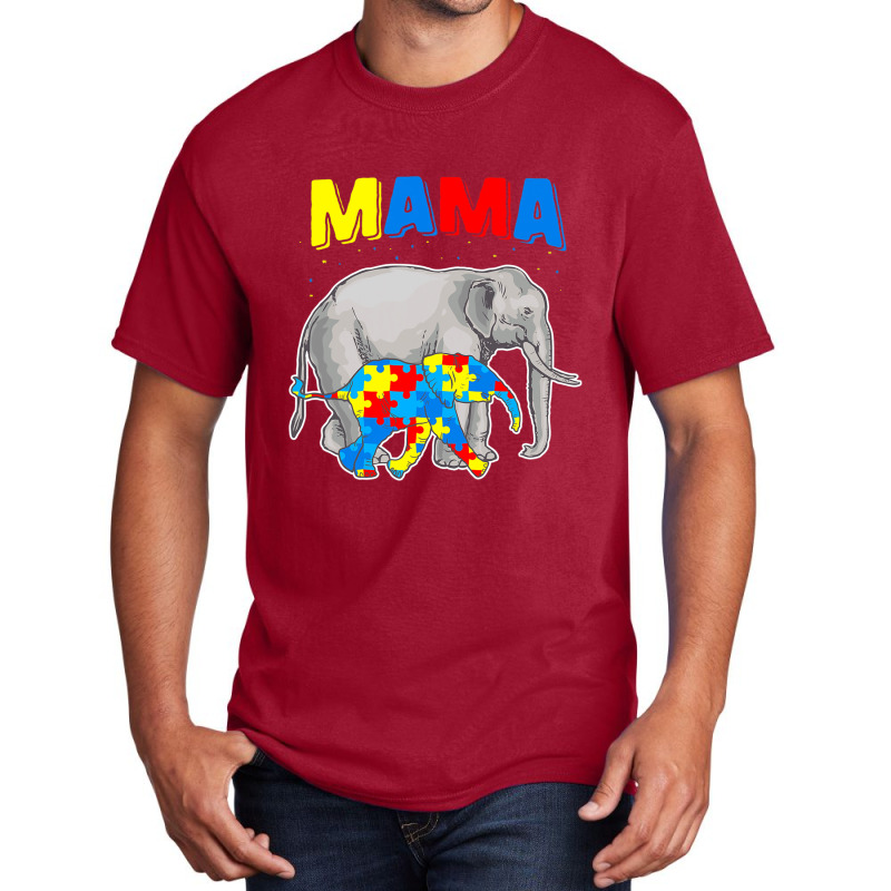 Mama Elephant Autism Awareness Basic T-shirt by Michael	Kilburn | Artistshot