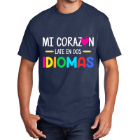 Mi Corazon Late En Dos Idiomas, Bilingual Spanish Teacher Basic T-shirt | Artistshot