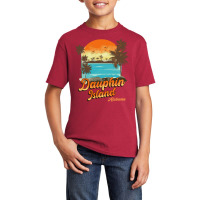 Dauphin Island Alabama Beach Summer Vacation Palm Sunset Pullover Hood Basic Youth T-shirt | Artistshot