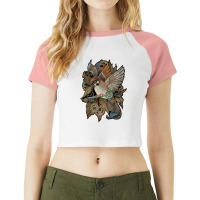 Clockwork Sparrow 1 Raglan Crop Top | Artistshot