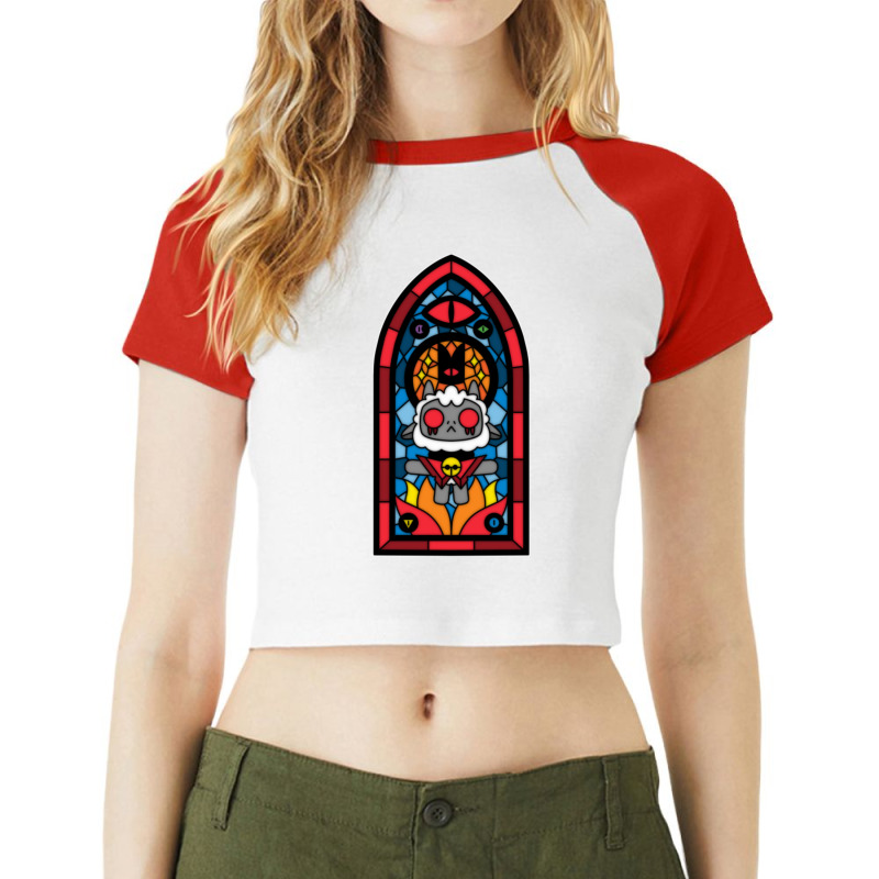 Lamb Stained Glass Raglan Crop Top by cm-arts | Artistshot