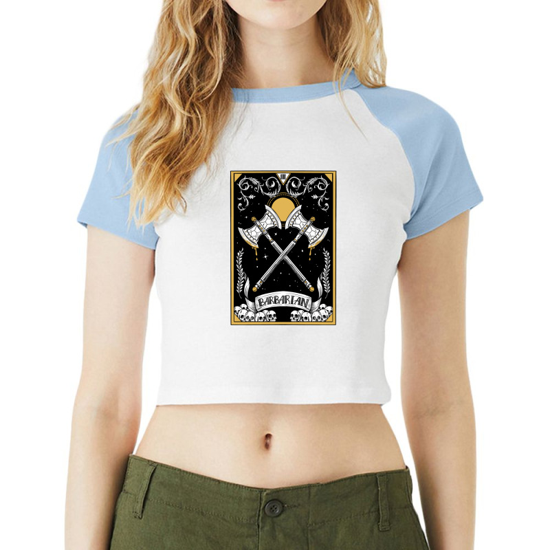 Dnd Barbarian Tarot Raglan Crop Top by cm-arts | Artistshot