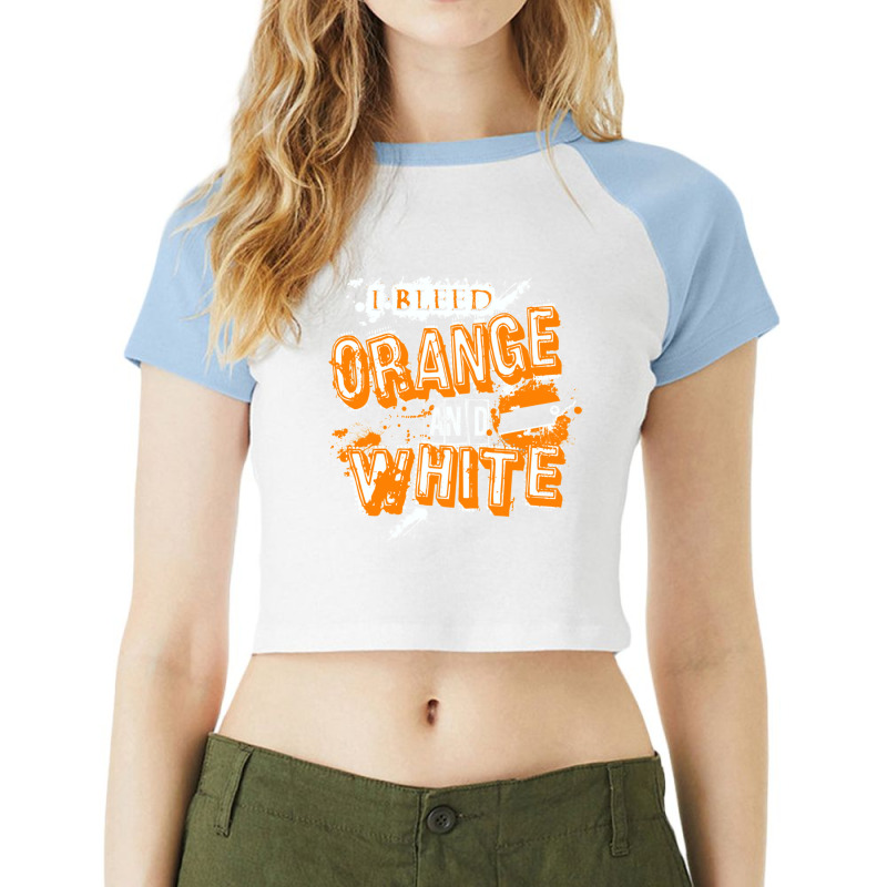 I Bleed Orange And White Tennessee Raglan Crop Top by LUISRIVER | Artistshot