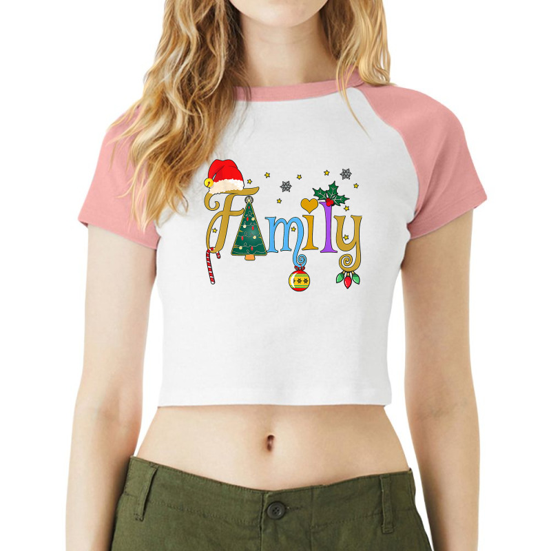 Family Letters Christmas Style Love My Family Christmas T Shirt Raglan Crop Top by cm-arts | Artistshot