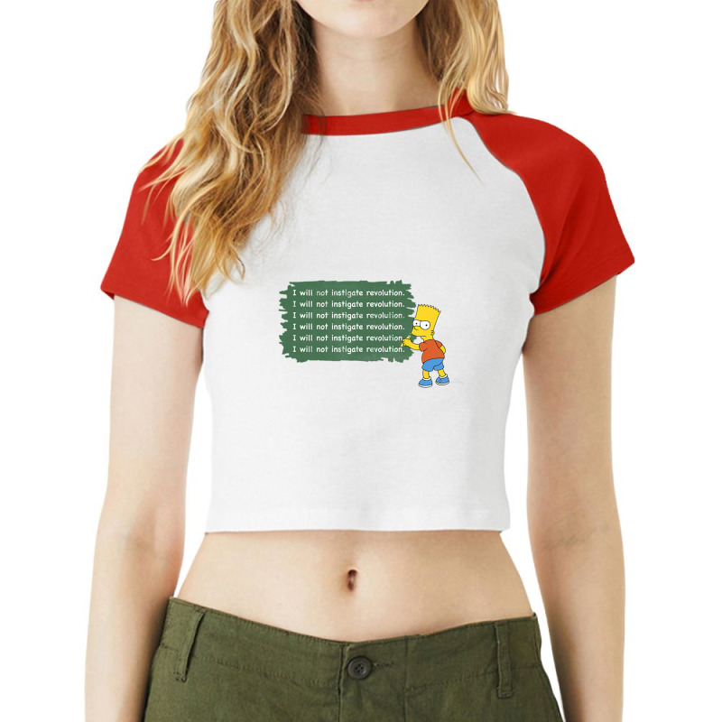 The Simpsons Bart I Will Not Instigate Revolution Raglan Crop Top by cm-arts | Artistshot