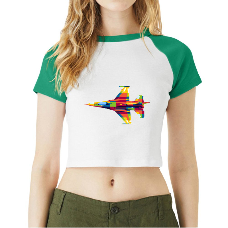 F-16 Fighting Falcon Raglan Crop Top by Kanmosrin52 | Artistshot