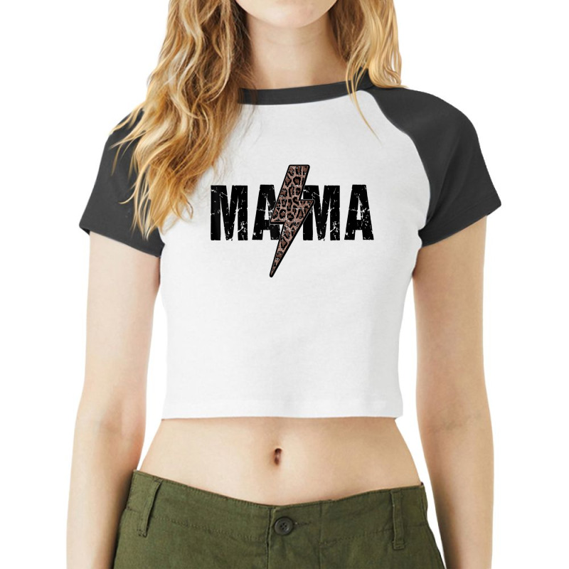 Mama Lightning Bolt Leopard Cheetah Print Mother Day Raglan Crop Top by BonnieTori | Artistshot