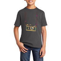 Photo T  Shirt Fake Tourist Camera Holiday Vacation Photographer T  Sh Basic Youth T-shirt | Artistshot