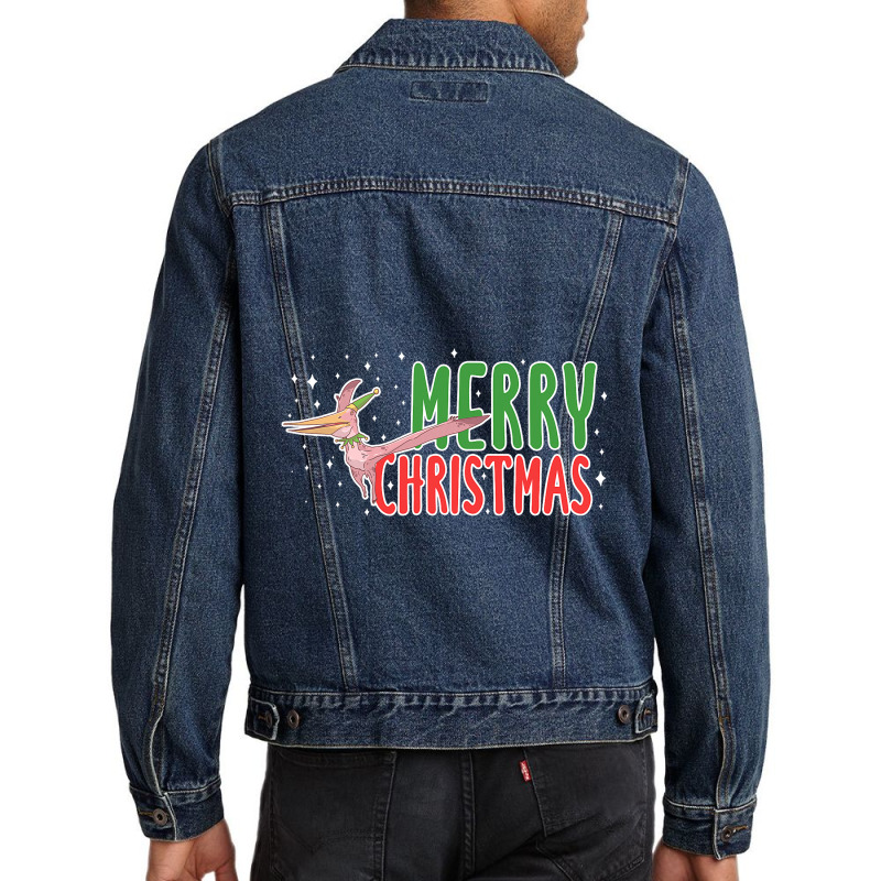 Christmas Pterosaurs Dinosaur Pteranodon Xmas Tree Men Denim Jacket | Artistshot