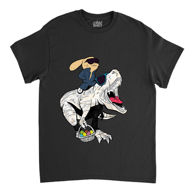 Easter Bunny Riding A Dinosaur Vintage Distressed Classic T-shirt by TONYGYARMATI | Artistshot