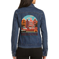 Amsterdam The Netherlands Travel Poster Amsterdam  Ladies Denim Jacket | Artistshot