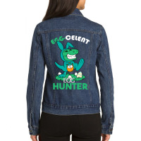 Egg Celent Egghunter Trex Dinosaur Easter Ladies Denim Jacket | Artistshot