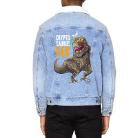 Cryptosaurus Rex Funny Bitcoin Dinosaur Btc Crypto Unisex Sherpa-lined Denim Jacket | Artistshot