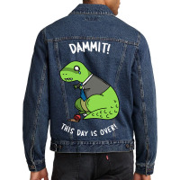 Dinosaur Dino Coffee Office Work Morning Group Men Denim Jacket | Artistshot