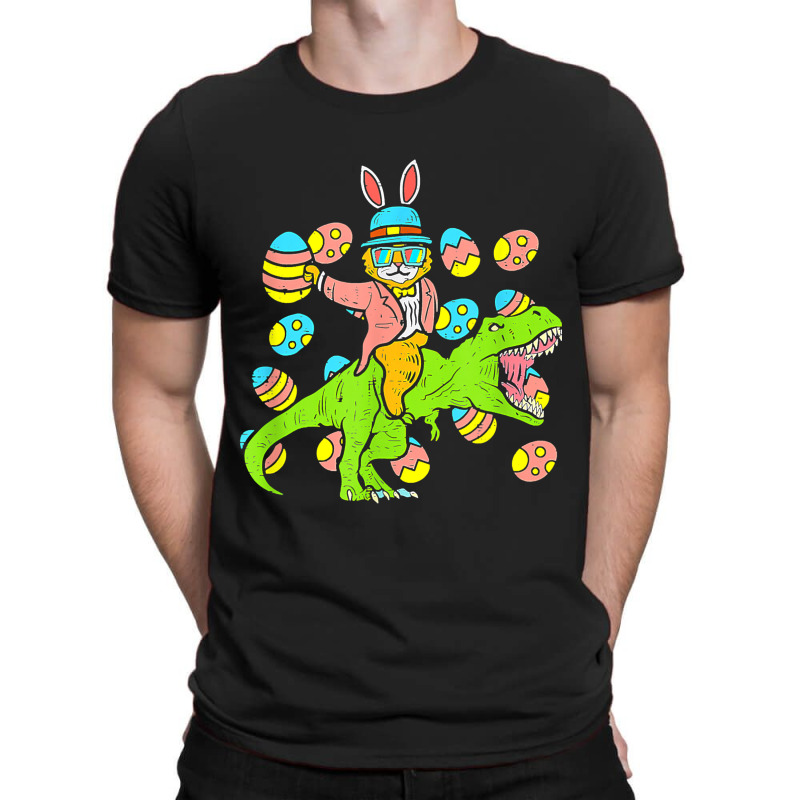 Cat Easter Bunny Riding Dino Trex Egg Hunt Dinosau T-shirt | Artistshot