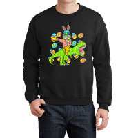 Cat Easter Bunny Riding Dino Trex Egg Hunt Dinosau Crewneck Sweatshirt | Artistshot