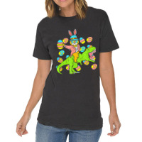 Cat Easter Bunny Riding Dino Trex Egg Hunt Dinosau Vintage T-shirt | Artistshot