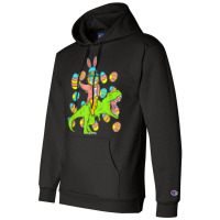 Cat Easter Bunny Riding Dino Trex Egg Hunt Dinosau Champion Hoodie | Artistshot