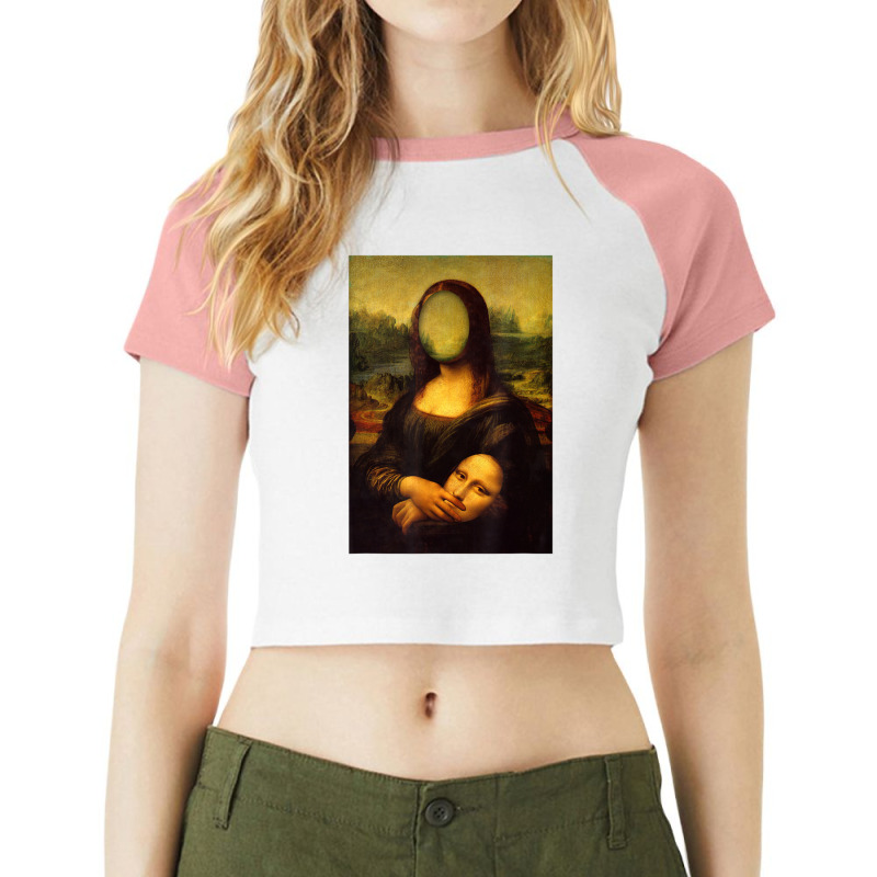 Sarcasm Oil Painting Mona Lisa Face Off Her Face Mask Raglan Crop Top by Adcock Salmon | Artistshot