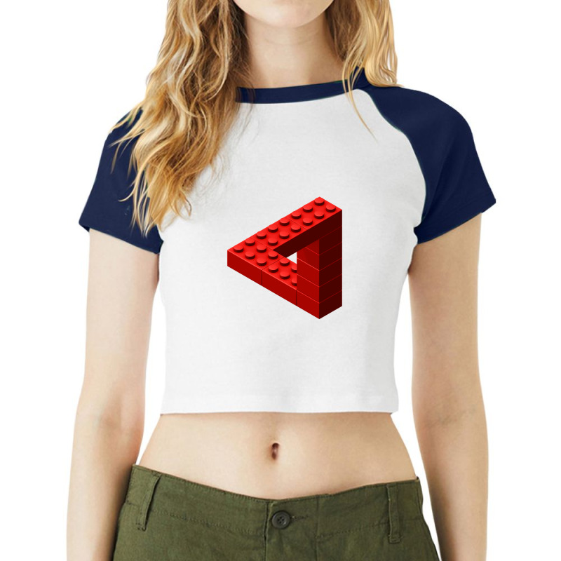 Escher Toy Bricks - Red Raglan Crop Top by cm-arts | Artistshot