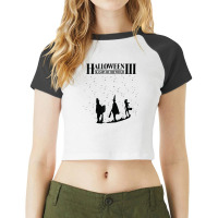 Halloween 3 Starry Night Title Silhouette Raglan Crop Top | Artistshot