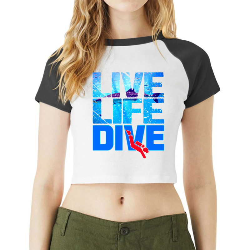 Scuba Diver Underwater Live Life Dive Long Sleeve T Shirt Raglan Crop Top by cm-arts | Artistshot