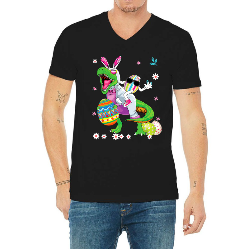 Easter Dinosaur Bunny Ears Easter Basket Stuffers  V-neck Tee | Artistshot