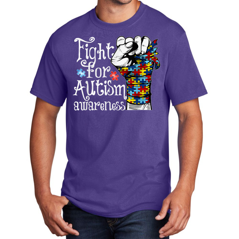 Fight For Autism Awareness World Autism Awareness Day 2021 T Shirt Basic T-shirt by James William | Artistshot