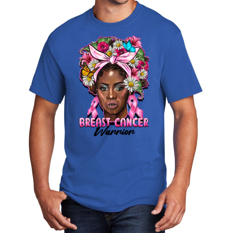 Breast Cancer Warrior Black Woman Basic T-shirt | Artistshot