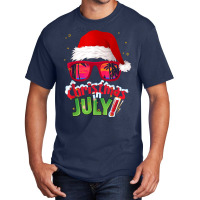 Funny Christmas In July Shirt Summer Santa Sunglasses Xmas T Shirt Basic T-shirt | Artistshot