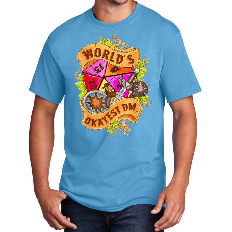 World Okayest Dm D20 Dice Gaming Rpg Board Games T Shirt Basic T-shirt | Artistshot