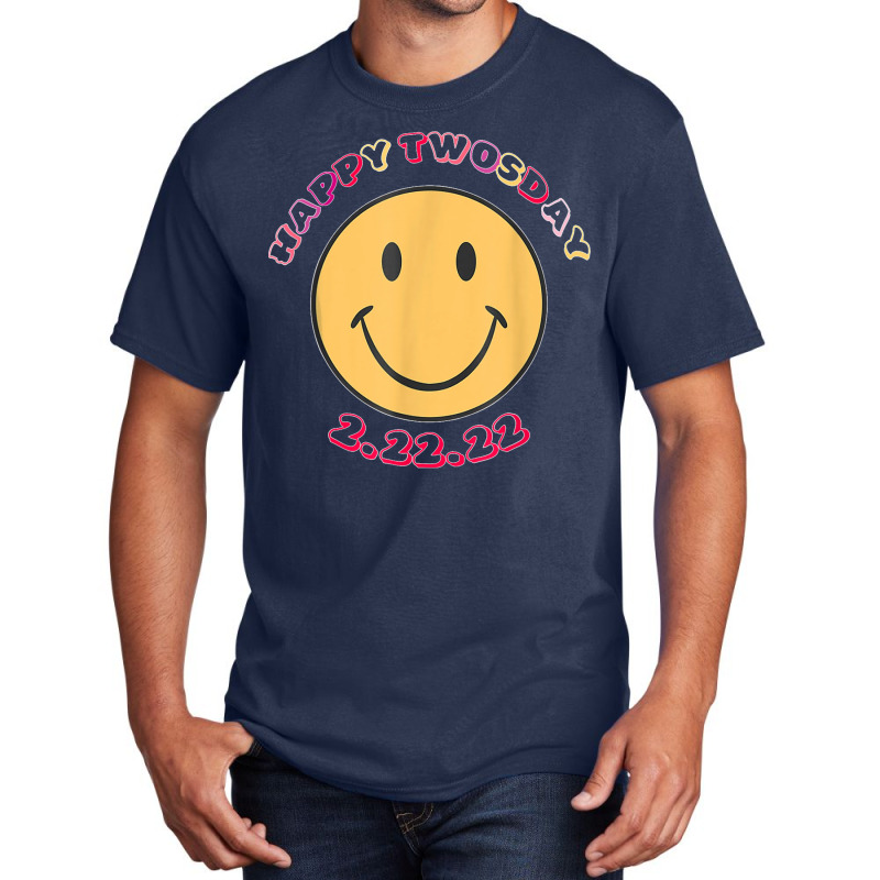 Happy Twosday Tuesday February 22nd 2022 Retro Smiley Face T Shirt Basic T-shirt | Artistshot