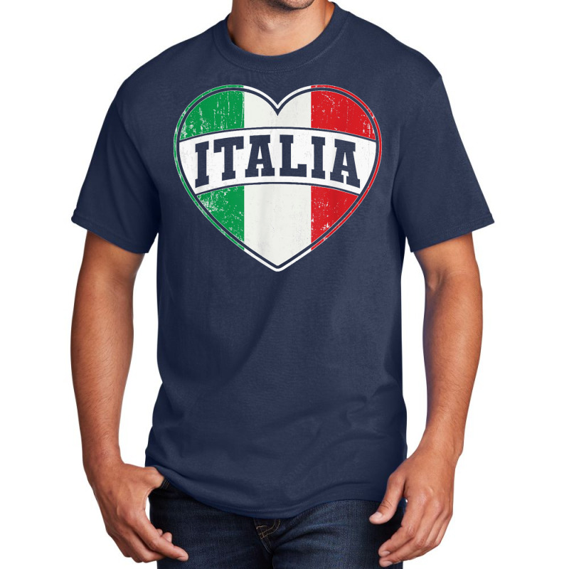 Italy Italia Italian Flag Heart Retro Vintage Design T Shirt Basic T-shirt | Artistshot