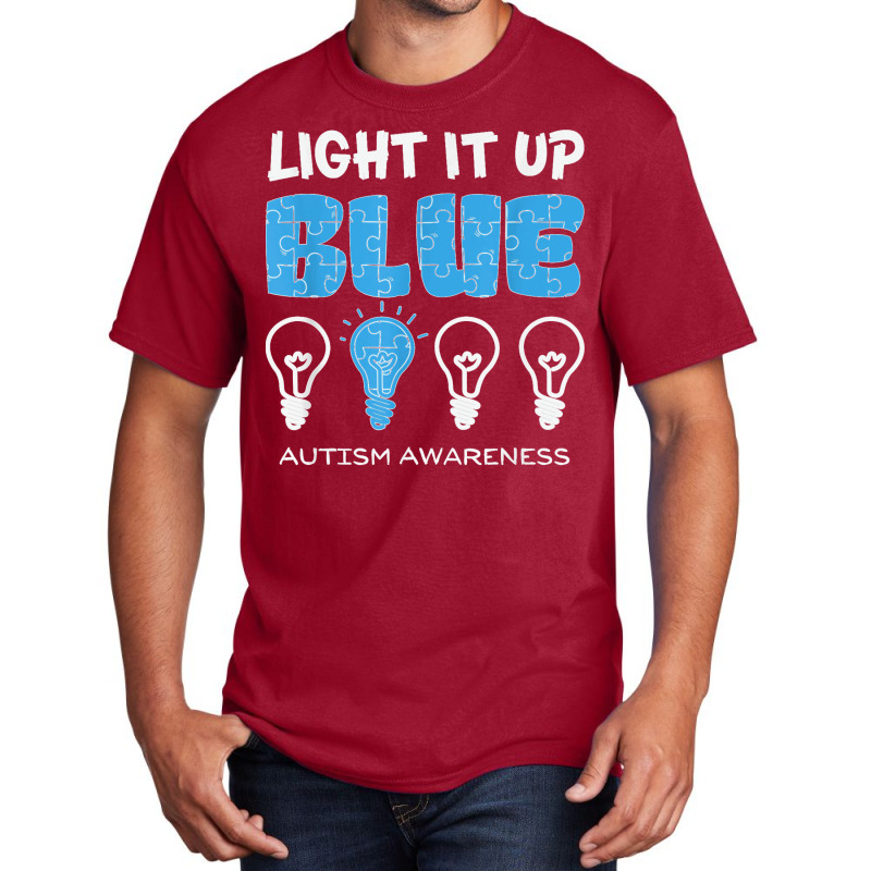 Light It Up Blue Autism Awareness April Mom Dad Kids Puzzle T Shirt Basic T-shirt | Artistshot