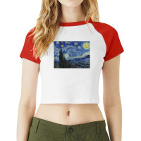 Vincent Van Gogh's Starry Night Raglan Crop Top | Artistshot