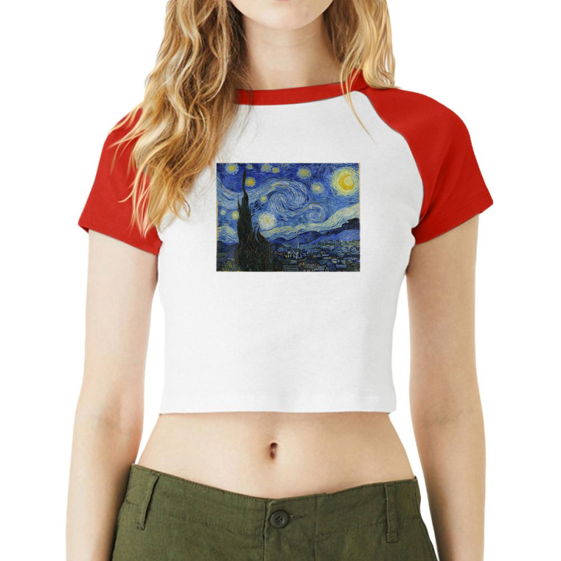 Vincent Van Gogh's Starry Night Raglan Crop Top by vucongha | Artistshot