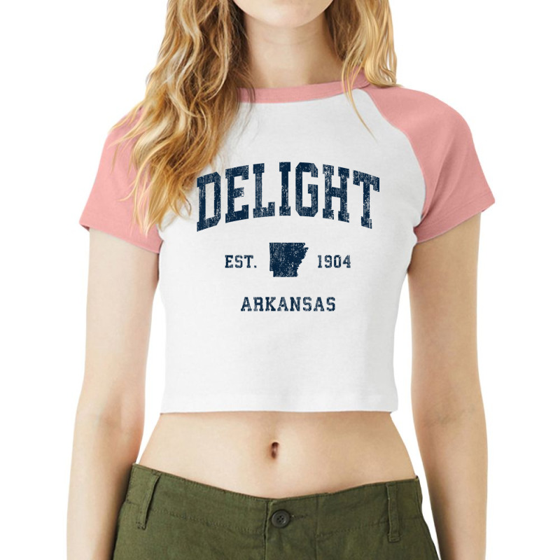 Delight Arkansas Ar Vintage Athletic Navy Sports Design Raglan Crop Top by Uniform | Artistshot