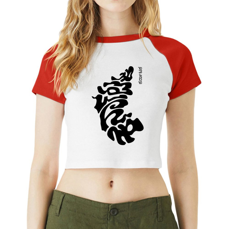 Karnataka Map Typography Raglan Crop Top by cm-arts | Artistshot