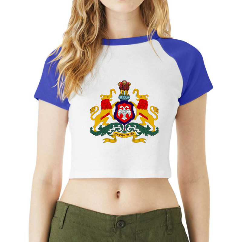 Karnataka Coat Of Arms, India Raglan Crop Top by RILEYALLEN | Artistshot