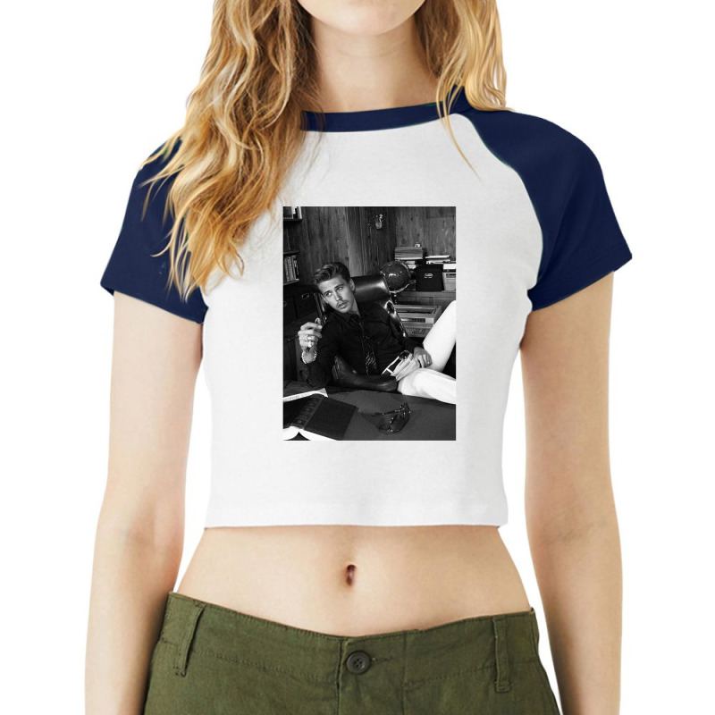 Austin Butler Black And White Raglan Crop Top by cm-arts | Artistshot