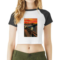 Music-retro-the-scream-by-edvard-munch-funny-graphic-gift- Raglan Crop Top | Artistshot