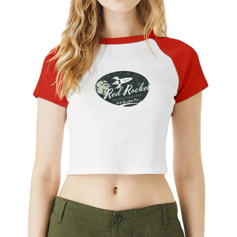 Red Rocket (distressed) Raglan Crop Top by cm-arts | Artistshot