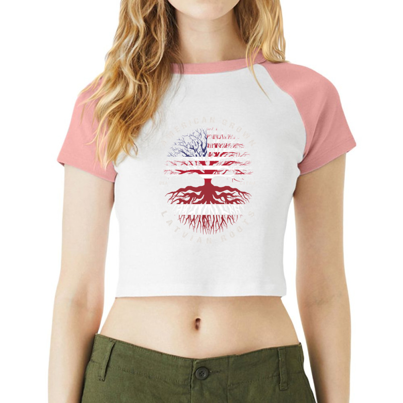 American Grown Latvian Roots Latvia Flag 1 Raglan Crop Top by JolenePender | Artistshot