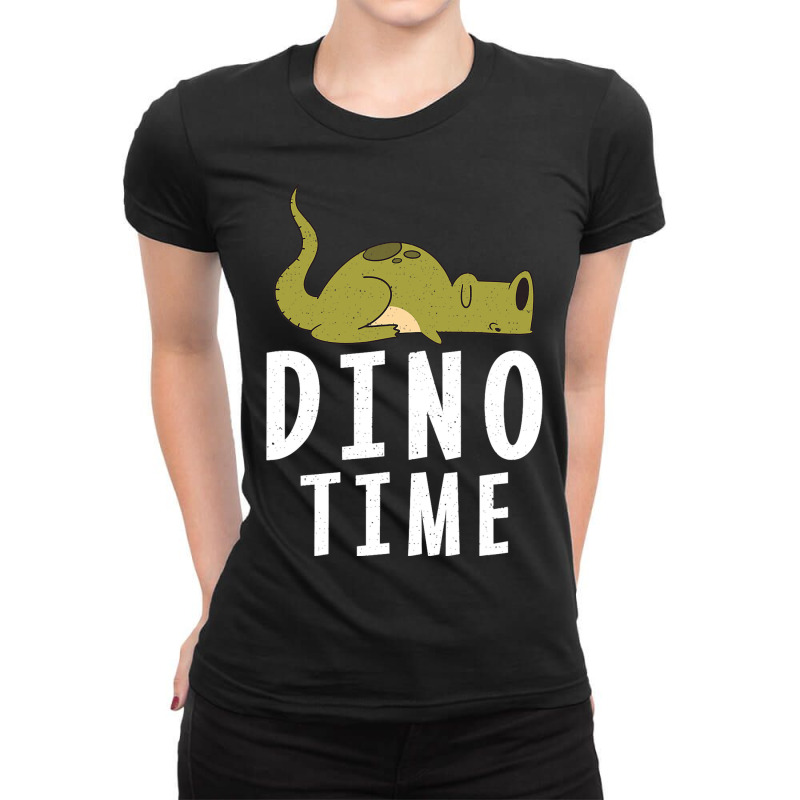 Dino Time Sleeping Relax Fossils Dinsosaur Ladies Fitted T-Shirt by Upsunshine | Artistshot